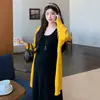 Conjunto Maternidade Outono Inverno Estilo Cardigã Amarelo Vestido Camisola Preto Peça Dupla Estilo Coreano Preguiçoso Emagrecedor Escondedor de Barriga Peça Externa