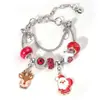 Pulseira de Natal Europeia e Americana Transfronteiriça Pulseira de Liga de Cristal para Chefe de Natal Pulseira com Pingente de Floco de Neve de Contas Joias Femininas