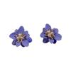 Brincos de Flor Pérola Roxa Tridimensional de Camada Dupla Agulha de Prata Brincos de Pétala Estilo Fada Presilhas de Orelha Brincos Pequenos Frescos