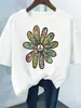 Nueva Camiseta de Manga Corta Estampada de Moda con Estampado de Flores y Tendencia Vegetal para Verano
