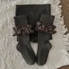 Leggings para Niña Estilo Nuevo Primavera y Otoño 2026 con Rayas Verticales y Adorno de Encaje, Mallas para Bebé para Uso en Exteriores, Leggings para Niños