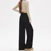 Nuevos pantalones de traje compuestos negros minimalistas engrosados, de cintura alta, pantalones casuales de pierna ancha a la moda para mujer, pantalones negros de longitud única