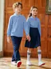 Novo Terno Polo Azul Infantil 2026 para Meninos e Meninas, Uniforme Escolar Fundamental, Uniforme de Classe Estilo College, Uniforme de Coral