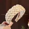 Faixa de Cabeça Retrô Trançada com Caveira Alta Simples Francesa Cor Sólida Borda Larga High-End Faixa de Cabeça com Pressão para Cabelo Adereço de Cabeça Tricotado Pastoral