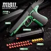 1911 burst arma de brinquedo vazia pendurada blow-back Glock arma de bala macia Desert Eagle mão pequena roubando crianças brinquedo de menino