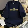 Camiseta de Algodão Puro Pesado Manga Curta Estilo Jovem Hong Kong Caimento Solto Fresca para o Verão Tendência Ins Versátil Casual Estilo High Street Americano