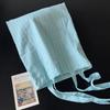 Estilo francês Fresh Mint Blue Canvas Bag Summer Milk Hoo Thin Cotton Shoulder Bag All-match Travel Photo