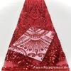 Tecido de Malha Bordado com Lantejoulas e Tubo de Contas Ouro Preto Requintado Vestido de Casamento Vestido de Palco Tecido Bordado Tecido