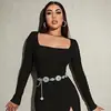 Cinturón de Cadena Ovalada de Estilo Occidental para Mujer, Cinturón de Cadena Ovalada de Comercio Exterior de Venta Caliente Transfronteriza, Cinturón de Turquesa Estilo Vaquero