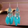 Pendientes de Plumas de 13+1 Colores Pendientes Artesanales Redondos con Gota de Aceite Estilo Étnico Retro Resort Tu Tixi