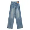 Jeans Reto Largo Retro Azul Feminino 2024 Tendência Nova Calça de Primavera Alta e Magra Calça Mop