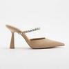 2022 verão novo plus size comércio exterior sapatos femininos casuais strass bico fino fechado stiletto salto alto chinelos para mulheres