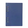 Bloc de notas simple retro de 6 agujeros para oficina, cuaderno de hojas sueltas A5, libro de registro de reuniones de cuero con páginas reemplazables