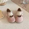 Zapatos de Princesa para Niñas 2026 Primavera Nuevo Estilo Coreano de Moda Zapatos Birkenstock Versátiles Cordón Perla Suela Suave Zapatos Pequeños de Cuero