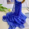 Estilo Sudeste Asiático~ Bufanda de Seda con Lunares de Gasa para Mujer, Nuevo Modelo Primavera/Verano 2026, Bufanda Larga para Cuello para Combinar