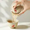Tigela de Cerâmica com Tampa para Uso Doméstico, Glacê de Caramelo Dinastias Tang e Song, Orquídea Borboleta Pintada à Mão, Tigela com Tampa Estilo Antigo para Preparar Chá