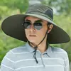 Chapéu Masculino Novo Verão Exterior Pesca e Montanhismo Respirável Proteção Solar Aba Larga Chapéu de Pescador Proteção Solar Chapéu de Sol