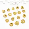 Base de Flor Chapada en Oro de 18 Quilates con Pétalos Huecos, Tapa de Flor para Pulsera y Collar DIY, Cuentas Espaciadoras, Materiales de Cuentas de Cristal