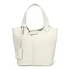 Bolso de mano para mujer de cuero de grano superior transfronterizo, bolso tipo cubo moderno y versátil, bolso de hombro