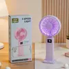 Design de Cores Fresco e Simples, Ventilador de Carregamento para Mesa com Suporte, Ajuste de Velocidade Contínuo, Display Digital, Ventilador USB Inteligente com Luz