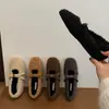 Zapatos Mary Jane, Zapatos de Lana de Cordero de Suela Blanda para Mujer, Elevación Interna Suave para Otoño e Invierno, Bocas Poco Profundas Versátiles, Felpa Nueva Estilo 2025