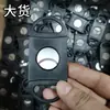 Cortador de cigarros de plástico negro al por mayor en stock como regalo, se puede imprimir con logotipo láser, cortador de cigarros portátil de doble filo