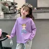 Camiseta casual elegante de primavera y otoño para niñas, top de moda, camiseta básica de manga larga 100% algodón para niños pequeños y niños pequeños