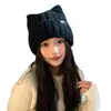 Sombrero de Lana Tejido con Orejas de Gato Dulce y Lindo Moda Otoño e Invierno Versátil Resistente al Viento Cálido Sombrero para Exteriores Casual para Mujeres