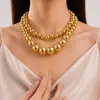 Gargantilla con perlas grandes exageradas, cadena de clavícula a juego, collar de cuentas multicapa para mujer, joyería transfronteriza europea y americana