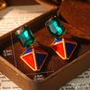 Aretes Retro Occidentales Esmaltados Geométricos vintage Geométricos Alta Textura Moda Francesa Medievo Antiguo Nicho