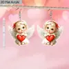 Brincos de Acrílico Dupla Face com Rosa, Moda Transfronteiriça, Adequados para Dia dos Namorados/Dia das Mães, Brincos Pendentes Femininos
