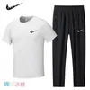 Conjunto de dos piezas de seda helada para hombre de verano, marca moderna, manga corta y pantalón largo para mediana edad y personas mayores, conjunto completo de ropa deportiva casual para correr para papá