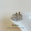 Brincos Geométricos Full Diamond de Luxo Leve Estilo Francês, Brincos Elegantes com um Toque Moderno de Alto Padrão, Joias de Orelha Exquisitas Estilo Coreano Atacado