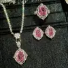 Estilo Palacio Brillante Corte Radiante Zircón Rosa Cúpula de Estrella Grado Pavé Traje de Tres Piezas de Alta Gama Regalo de Banquete