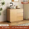 Aparador Contra a Parede Armário de Cozinha Integrado, Madeira Maciça Novo Estilo Chinês Gabinete Lateral Ultra-Fino para Sala de Estar, Armário de Armazenamento Cor de Noz