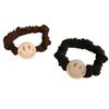 Cuerda para el pelo de estilo coreano con cara sonriente simple y goteo de aceite, cubierta de cuero retro elegante versátil, accesorio para el pelo de bola de coleta de alta elasticidad de celebridad de Internet