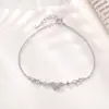 Pulseira de Prata Esterlina S925 Yuebao Jewelry com Laço Totalmente Cravejado, Luxo Leve, Suave e Delicada, Ajustável com Corrente de Extensão