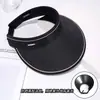 Sombrero de Sol de Goma Negra Abierto Upf50+ de Verano para Mujer con Ala Ancha, Sombrero de Paja Tejida con Protección UV, Sombrero de Sol