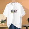 Playera de Algodón Pesado de 260g para Mujer Manga Corta Diseño Estampado Top Nicho Cuello Redondo Holgada Media Manga Marca de Moda de Hong Kong