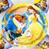 Novo Conjunto de Festa Temática A Bela e a Fera da Amazon para Crianças Decoração de Princesa Prato de Jantar Descartável Copo de Papel Guardanapo