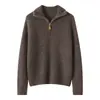 26 Nuevo Patrón Otoño/Invierno Cachemir Grueso Cálido Media Cremallera Jersey Suéter de Punto para Mujer Camiseta Base
