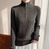 Suéter de Punto Fino de Imitación con Cuello Alto y Media Cremallera de Punto Grueso Cálido Estilo Old Money para Mujer, Suéter Base Grueso Casual