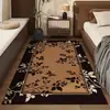 Tapete longo para quarto, tapete de cabeceira retrô de luxo leve, tapete de chão espesso para quarto, tapete de cabeceira novo estilo, lavável e não precisa lavar para em frente à cama