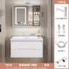 Nuevo Estilo Panel de Puerta de Roble Mesa de Lavado Combinación Lavabo Lavabo para Baño Crema Gabinete de Baño Integrado Lavabo