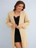 Cardigã de Veludo de Vison Branco Tricô Longo Solto Estilo Preguiçoso Jaqueta de Tricô para Mulheres Primavera e Outono Cor Lisa Casaco Externo