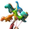 Globo de Dinosaurio de Dibujos Animados de Papel de Aluminio con Palo de Arrastre para Niños Decoración de Escena de Cumpleaños para Bebés de Guardería Juguete