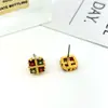 Diseño de Nicho Cuadrado de Trébol de Cuatro Hojas con Diamantes Completos Pendientes Pequeños Estilo Europeo y Americano Pendientes Sencillos de Alta Gama para Mujer
