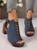 Nuevos zapatos de mujer de talla grande transfronterizos para el verano de 2026, con tacones de plataforma gruesos, diseño de boca de pez romano y hebilla hueca