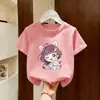 Camiseta de Algodão Puro de Manga Curta para Meninas 2026 Novo Estilo de Verão Top de Algodão Puro para Menininhas Roupas de Verão Estilosas de Meia-Manga para Crianças Ins