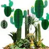 Decoración de evento con temática de bosque para escaparates, Montaje para fiesta hawaiana, Panal de abeja de cactus 3D